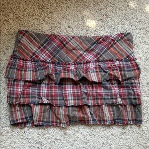 Circa 2005 American Eagle Outfitters Red and Gray Plaid Mini Skirt